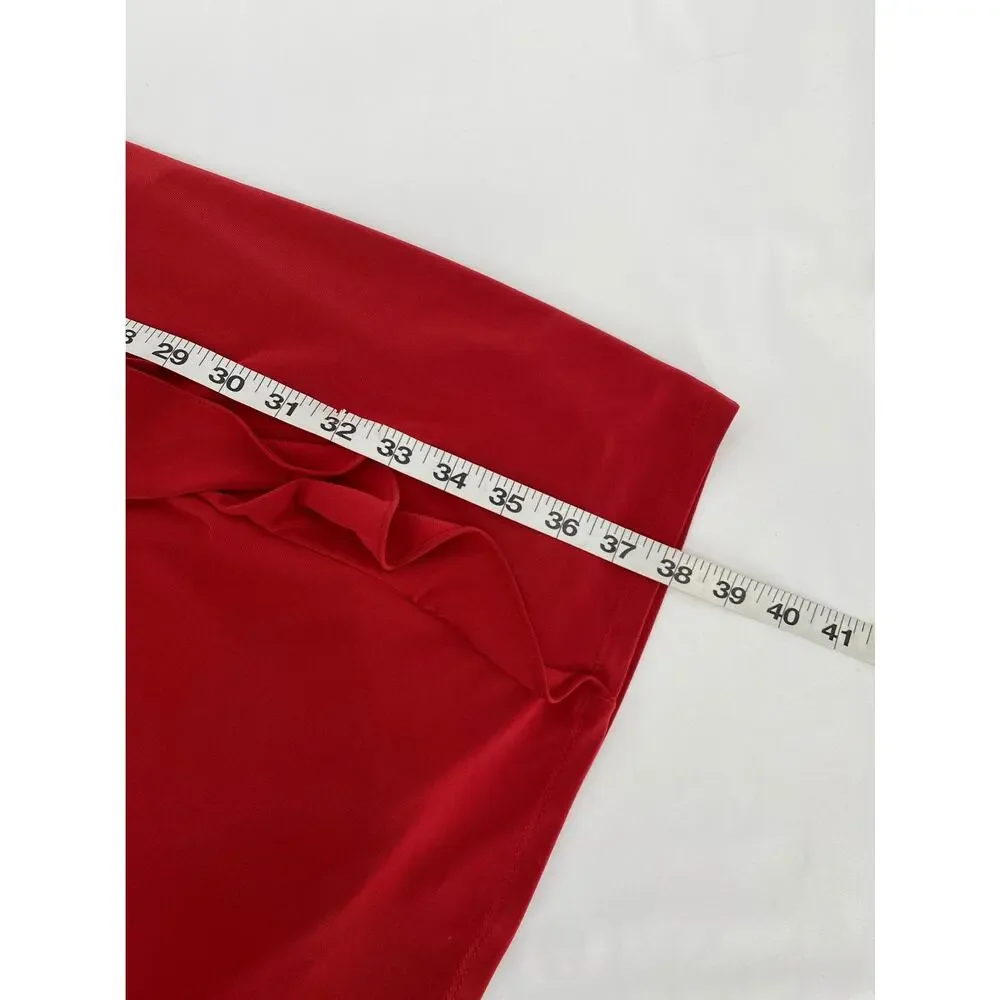 Evan Picone Cowl Neck Ruffle Detail Sheath Dress Red Size 8 - Picture 7 of 8